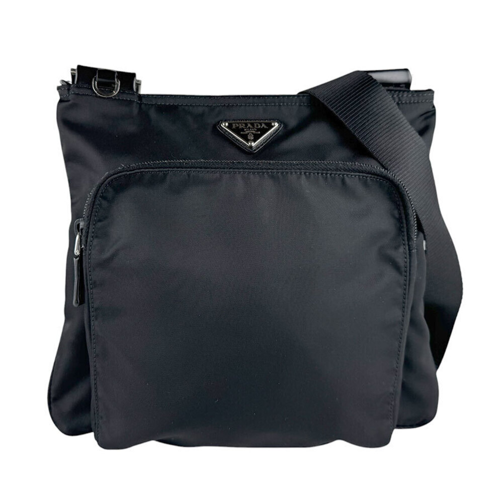 Prada Tessuto Saffiano Leather Shoulder Bag Black